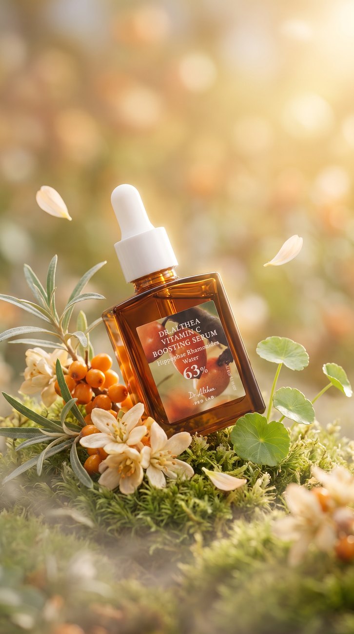 Campaign — serum with flowers, bokeh